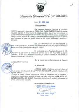 Resolución Directoral N° 015-2003-AGN/OTA