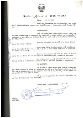 Resolución Jefatural N° 219-1982/AGN/J