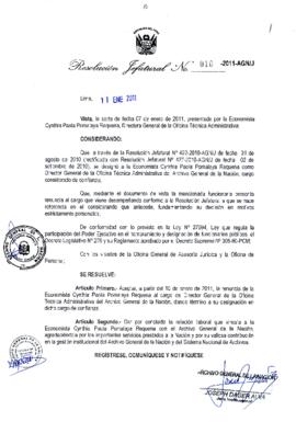 Resolución Jefatural N° 010-2011-AGN/J