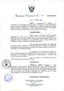 Resolución Directoral N° 011-2008-AGN/OTA
