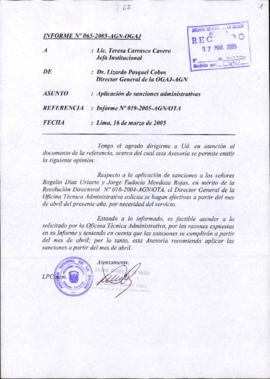 INFORME 065-2005-AGN-OGAJ