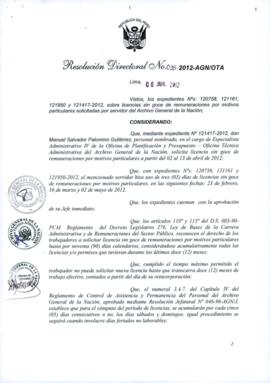 Resolución Directoral N° 035-2012-AGN/OTA