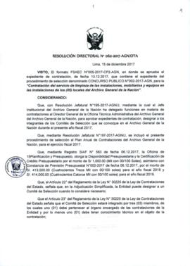Resolución Directoral N° 062-2017-AGN/OTA