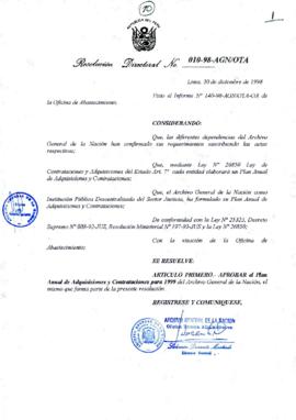 Resolución Directoral N° 010-1998-AGN/OTA