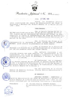 Resolución Jefatural N° 014-1999/AGN/J