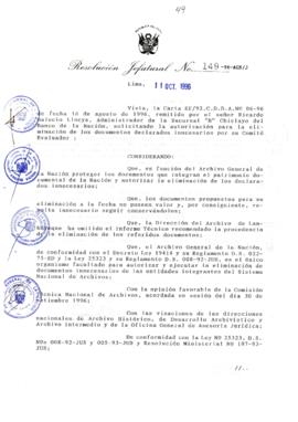 Resolución Jefatural N° 149-1996/AGN/J