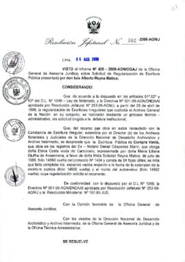 Resolución Jefatural N° 302-2008-AGN/J