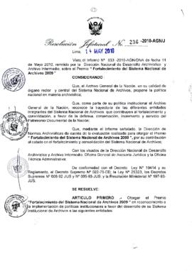 Resolución Jefatural N° 236-2010-AGN/J