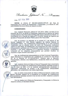 Resolución Jefatural N° 020-2020-AGN/J