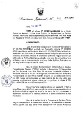 Resolución Jefatural N° 142-2011-AGN/J
