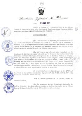 Resolución Jefatural N° 091-1999/AGN/J