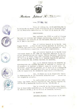 Resolución Jefatural N° 072-1992/AGN/J