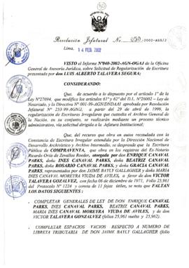 Resolución Jefatural N° 050-2002/AGN/J