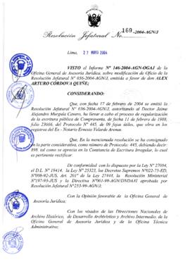 Resolución Jefatural N° 169-2004-AGN/J