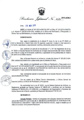 Resolución Jefatural N° 455-2013-AGN/J