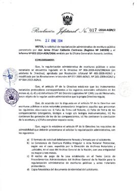 Resolución Jefatural N° 017-2014-AGN/J