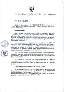 Resolución Jefatural N° 013-2018-AGN/J