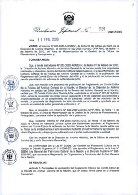 Resolución Jefatural N° 029-2020-AGN/J