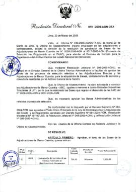 Resolución Directoral N° 019-2006-AGN/OTA