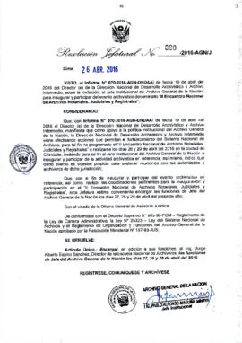 Resolución Jefatural N° 080-2016-AGN/J
