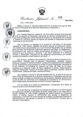 Resolución Jefatural N° 069-2020-AGN/J