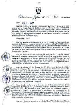 Resolución Jefatural N° 132-2019-AGN/J