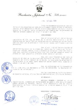 Resolución Jefatural N° 136-1998/AGN/J