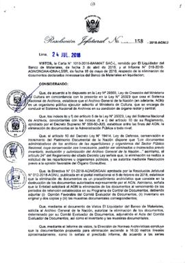 Resolución Jefatural N° 158-2018-AGN/J