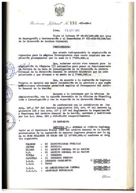 Resolución Jefatural N° 151-1985/AGN/J