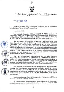 Resolución Jefatural N° 004-2019-AGN/J