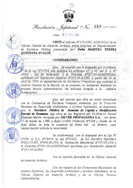 Resolución Jefatural N° 183-2000/AGN/J