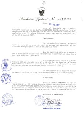 Resolución Jefatural N° 104-1997/AGN/J