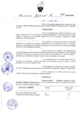 Resolución Jefatural N° 370-2004-AGN/J
