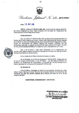 Resolución Jefatural N° 236-2015-AGN/J
