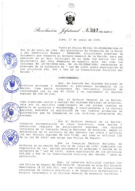 Resolución Jefatural N° 097-1998/AGN/J