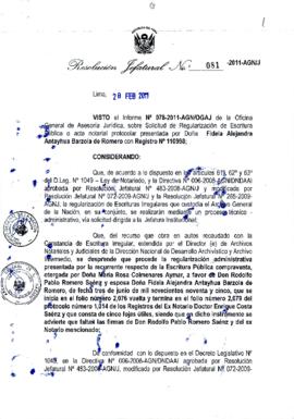 Resolución Jefatural N° 081-2011-AGN/J