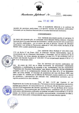 Resolución Jefatural N° 221-2002/AGN/J