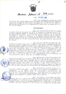Resolución Jefatural N° 068-1995/AGN/J