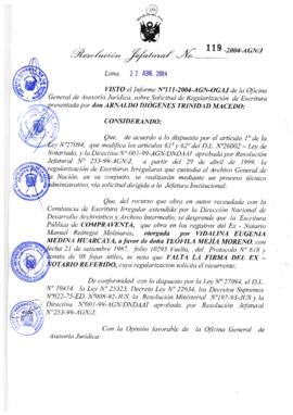Resolución Jefatural N° 119-2004-AGN/J
