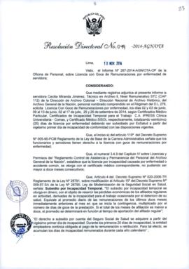 Resolución Directoral N° 049-2014-AGN/OTA