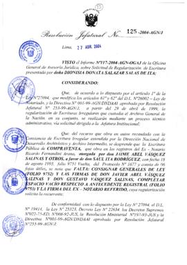 Resolución Jefatural N° 125-2004-AGN/J