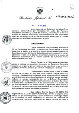 Resolución Jefatural N° 076-2008-AGN/J