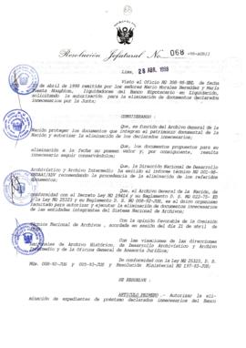 Resolución Jefatural N° 068-1998/AGN/J