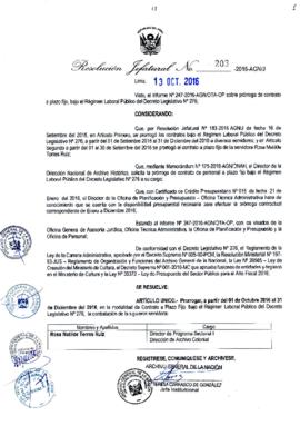 Resolución Jefatural N° 203-2016-AGN/J