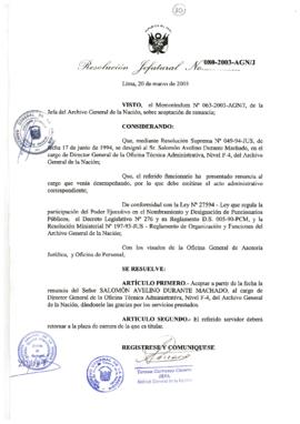 Resolución Jefatural N° 080-2003-AGN/J