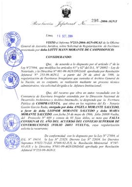 Resolución Jefatural N° 296-2004-AGN/J