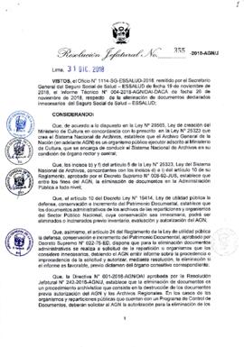 Resolución Jefatural N° 355-2018-AGN/J
