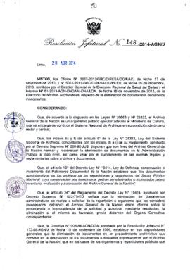 Resolución Jefatural N° 148-2014-AGN/J