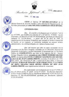Resolución Jefatural N° 076-2004-AGN/J