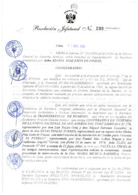 Resolución Jefatural N° 299-2000/AGN/J